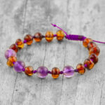 bratara copii chihlimbar baltic & ametist