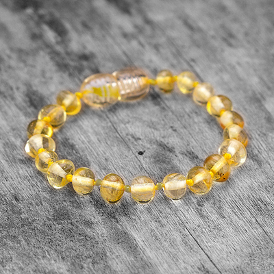 bratara chihlimbar bebeluși cu mărgele galbene miere