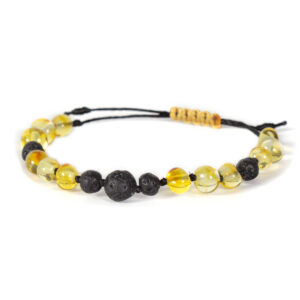 bratara chihlimbar baltic galben & lavă vulcanică