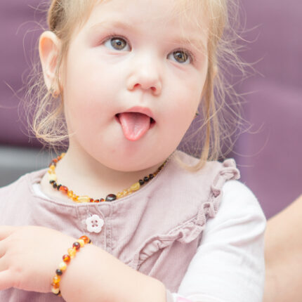 bratara copii din chihlimbar baltic multicolor