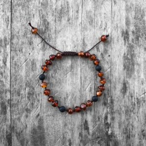 bratara copii chihlimbar & lava vulcanica