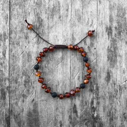 bratara copii chihlimbar & lava vulcanica