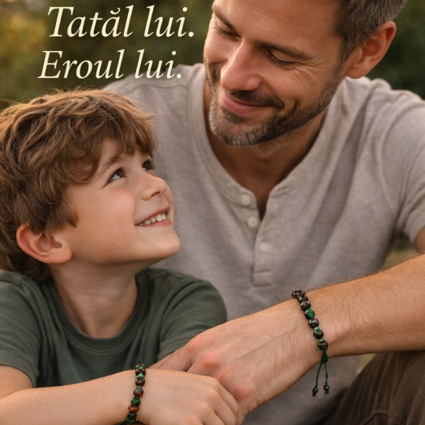 portret tata fiu purtand 2 bratri de chihlimbar