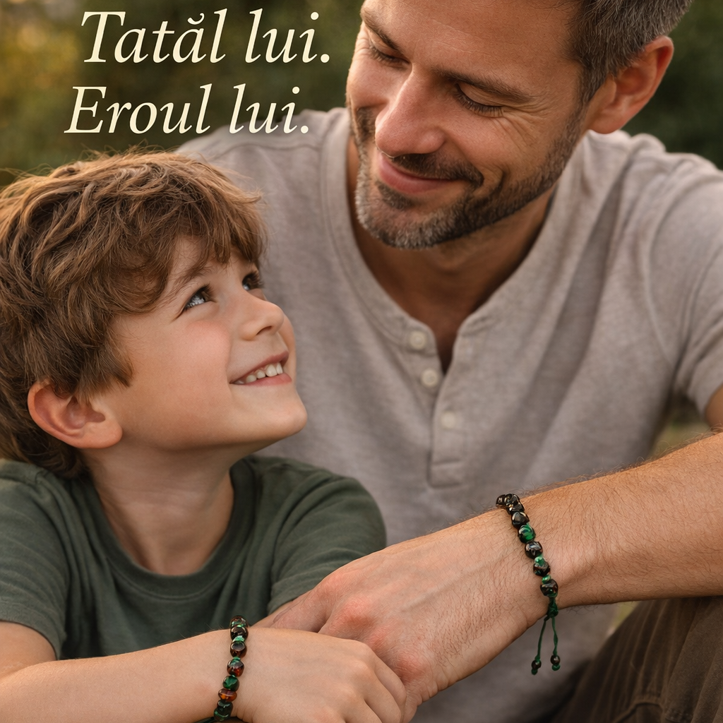 portret tata fiu purtand 2 bratri de chihlimbar