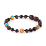 bratara copii chihlimbar negru malachit multicolor