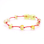 Brățară copii chihlimbar galben - miere & șnur roșu