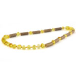 Lantisor copii din lemn de alun și chihlimbar baltic galben