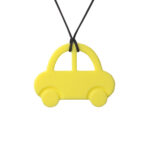 colier dentitie si alaptare din silicon masina galbena