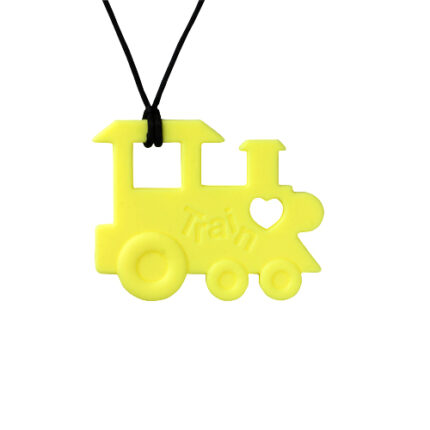 colier dentitie si alaptare din silicon tren galben