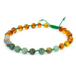 Brățară unisex din chihlimbar baltic maro & agat indian