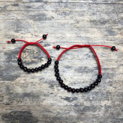 set bratari shamballadin chihlimbar cu snur rosu