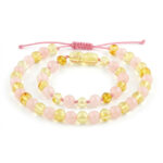 set 2 bratri din chihlimbar baltic & cuart roz pentru mama si fiica