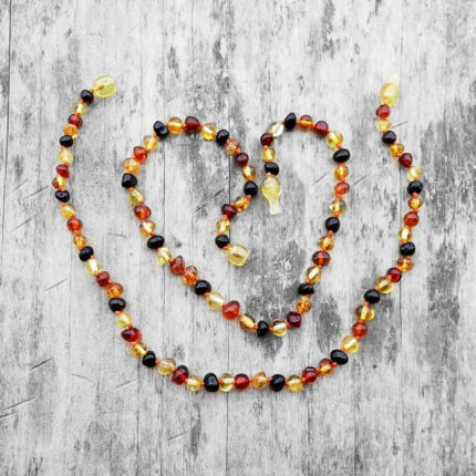 set 2 coliere cu piatra chihlimbar pentru mami si bebe