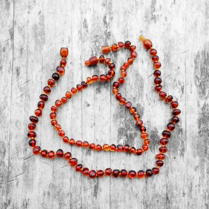 set coliere mama si bebe din chihlimbar maro