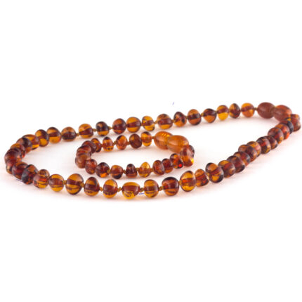 Set colier si bratara din chihlimbar baltic portocaliu (coniac)