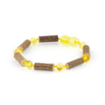 Brățară chihlimbar baltic galben & lemn de alun canadian