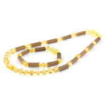 Set colier - brățară din lemn de alun & chihlimbar baltic galben