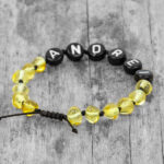 bratara cu nume din chihlimbar galben