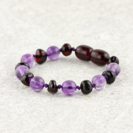 bratara bebelusi chihlimbar baltic negru & ametist