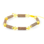 Brățară unisex din chihlimbar baltic galben & lemn alun canadian