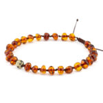 Brățară unisex din chihlimbar maro & jasp dalmațian