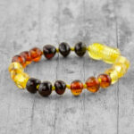 Brățară copii din chihlimbar baltic model multicolor trio