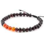 Brățară chihlimbar negru/cireș & agat carneol - Unisex