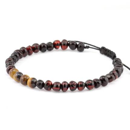 bratara terapeutica barbati chihlimbar negru & ochi de tigru