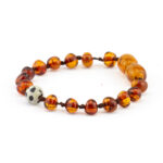 Brățară copii din chihlimbar maro & jasp dalmațian