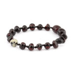 Brățară copii din chihlimbar baltic negru & dalmat DENTIȚIE