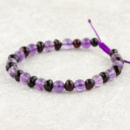 bratara femei ametist & chihlimbar baltic natural