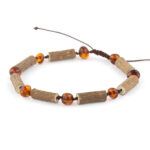 Brățară unisex din chihlimbar baltic maro & lemn alun canadian