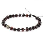 Brățară unisex din chihlimbar baltic negru & jasp dalmațian