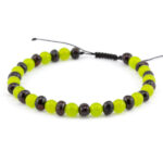 Brățară unisex din chihlimbar baltic negru & jad verde