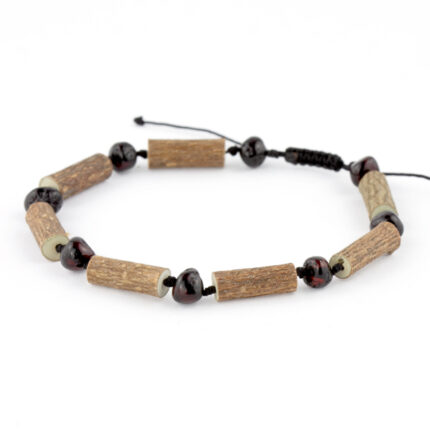 Bratara din chihlimbar si lemn de alun - remediu natural eczeme, psoriazis, acnee