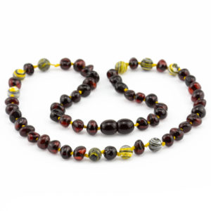 colier copii chihlimbar negru malachit galben