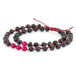 Set brățări adult - copil din chihlimbar baltic negru & jad fațetat