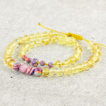 set bratari chihlimbar galben malachit roz