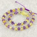 set bratari adult copil chihlimbar galben & ametist