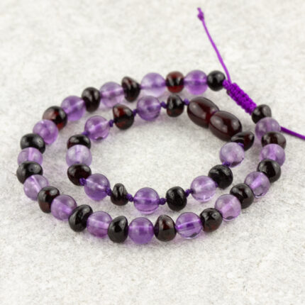 set bratari ametist & chihlimbar baltic negru