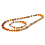 Set colier - brățară din lemn de alun & chihlimbar baltic maro