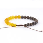 Brățară din chihlimbar baltic galben mat & bronzite