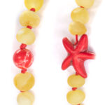 chihlimbar galben + charm roșu