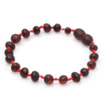 Brățară din chihlimbar baltic negru mat -șnur la alegere în 8 culori