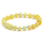 bratara chihlimbar copii culoare galben snur turcuaz