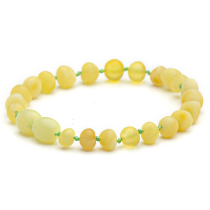bratara copii din chihlimbar galben mat snur verde
