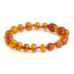 Brățară chihlimbar baltic maro mat - șnur la alegere în 8 culori