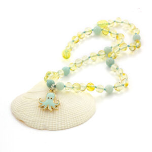 colier copii chihlimbar baltic amazonit charm caracatita