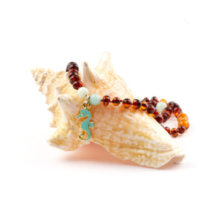 colier copii chihlimbar baltic aquamarine charm calut de mare