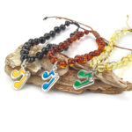 Brățară din chihlimbar baltic cu charm nota muzicala